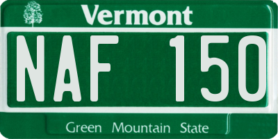 VT license plate NAF150
