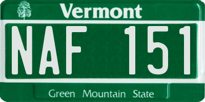 VT license plate NAF151
