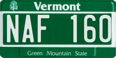 VT license plate NAF160