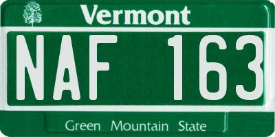 VT license plate NAF163