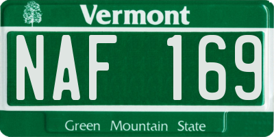 VT license plate NAF169