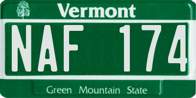 VT license plate NAF174