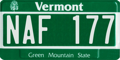 VT license plate NAF177