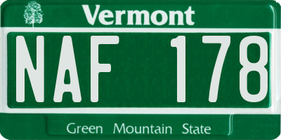 VT license plate NAF178