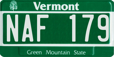 VT license plate NAF179