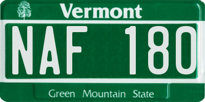 VT license plate NAF180