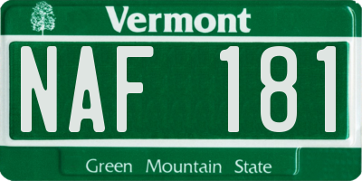 VT license plate NAF181