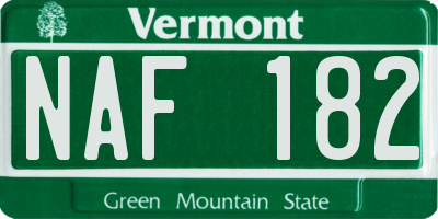 VT license plate NAF182