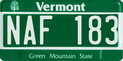 VT license plate NAF183