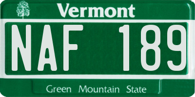 VT license plate NAF189