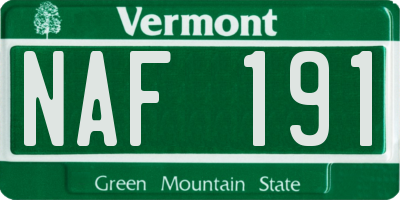 VT license plate NAF191