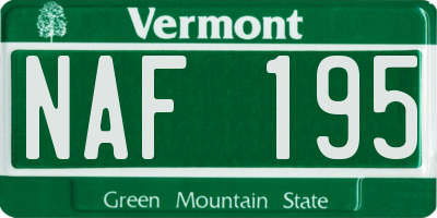VT license plate NAF195