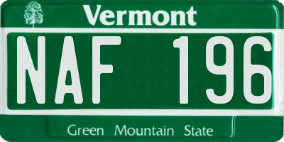 VT license plate NAF196