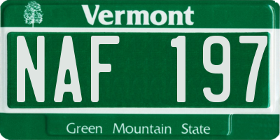 VT license plate NAF197