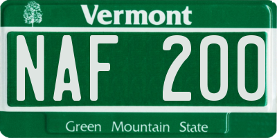 VT license plate NAF200