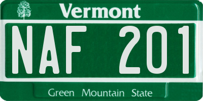 VT license plate NAF201