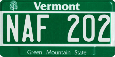 VT license plate NAF202