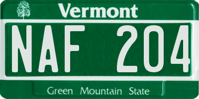 VT license plate NAF204
