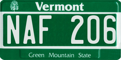 VT license plate NAF206