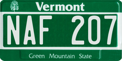 VT license plate NAF207