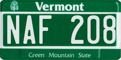 VT license plate NAF208