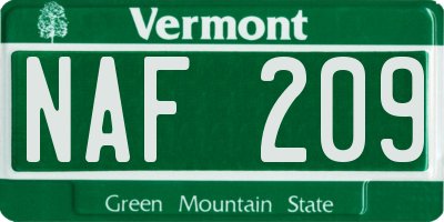 VT license plate NAF209