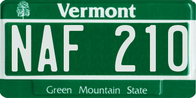VT license plate NAF210