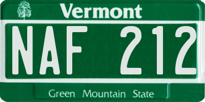 VT license plate NAF212