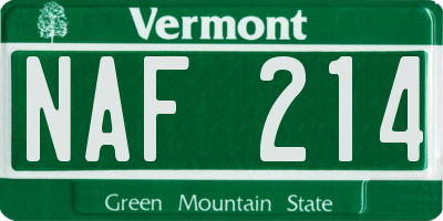 VT license plate NAF214