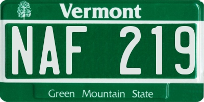 VT license plate NAF219