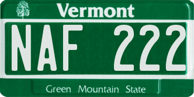 VT license plate NAF222