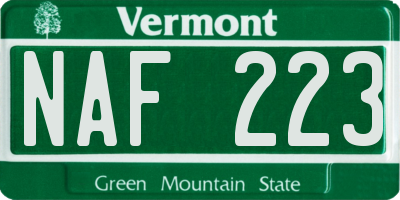 VT license plate NAF223
