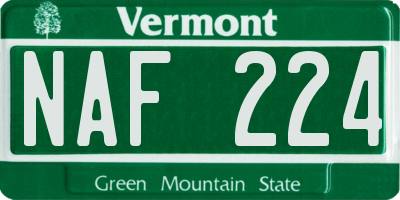 VT license plate NAF224
