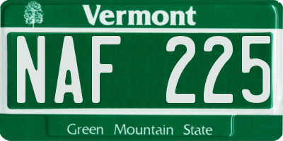 VT license plate NAF225