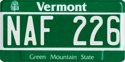 VT license plate NAF226