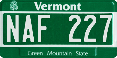 VT license plate NAF227