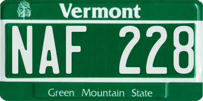 VT license plate NAF228