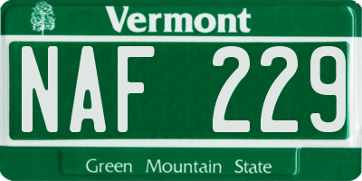 VT license plate NAF229