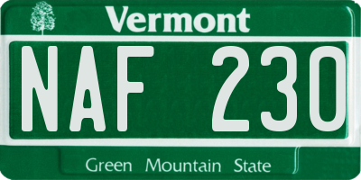 VT license plate NAF230