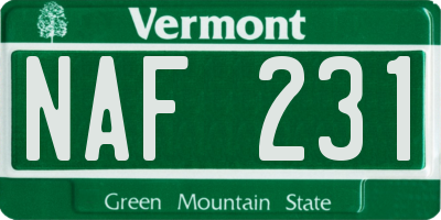 VT license plate NAF231