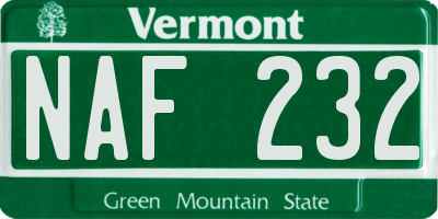 VT license plate NAF232