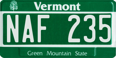 VT license plate NAF235