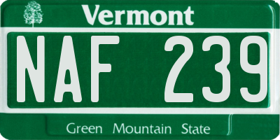 VT license plate NAF239