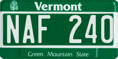 VT license plate NAF240