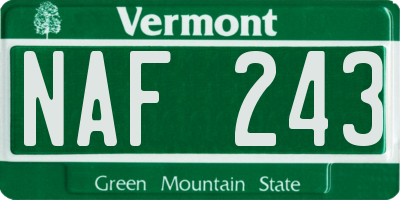 VT license plate NAF243