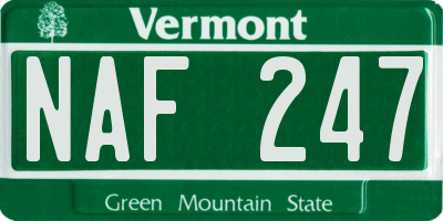 VT license plate NAF247