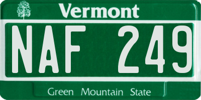 VT license plate NAF249