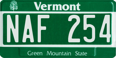 VT license plate NAF254