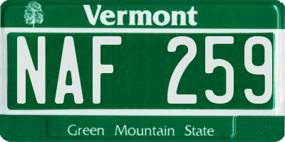 VT license plate NAF259