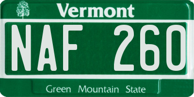VT license plate NAF260